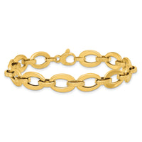 14K Polished and Textured Greek Key 7.75in Fancy Link Bracelet-SF3140-7.75