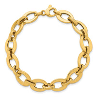 14K Polished and Textured Greek Key 7.75in Fancy Link Bracelet-SF3140-7.75