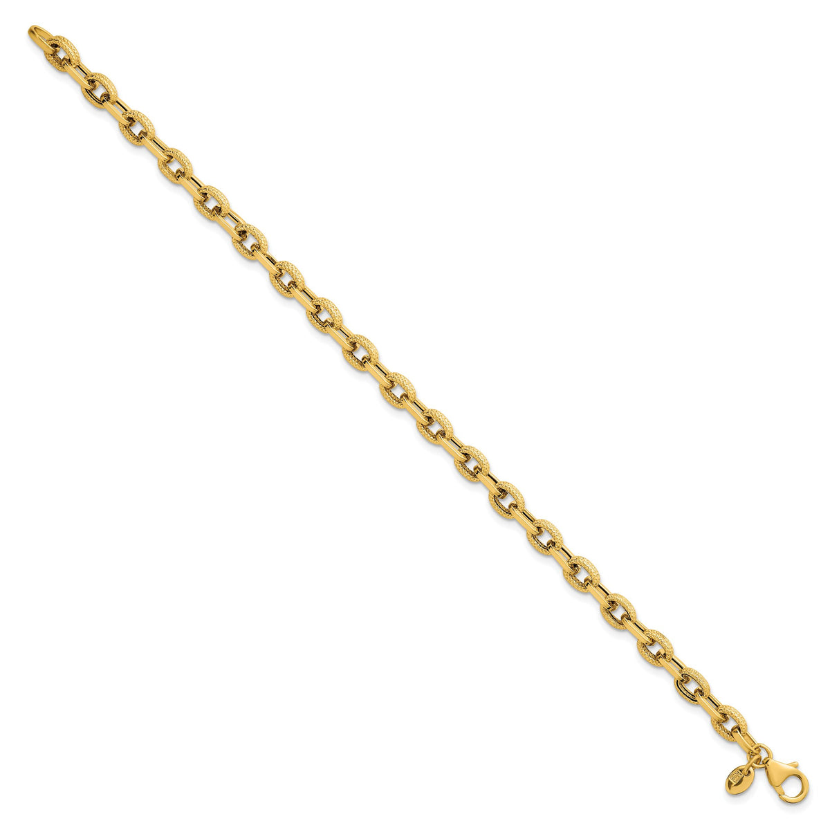 14k Polished and Textured 7.5in Bracelet-SF3141-7.5