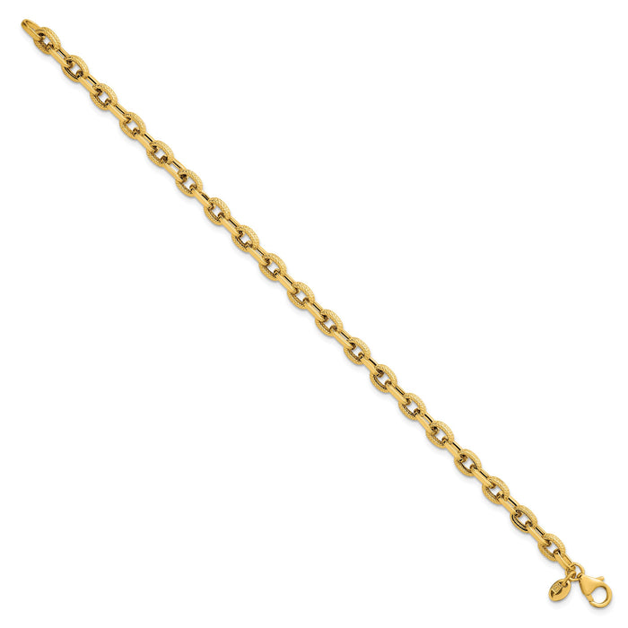 14k Polished and Textured 7.5in Bracelet-SF3141-7.5