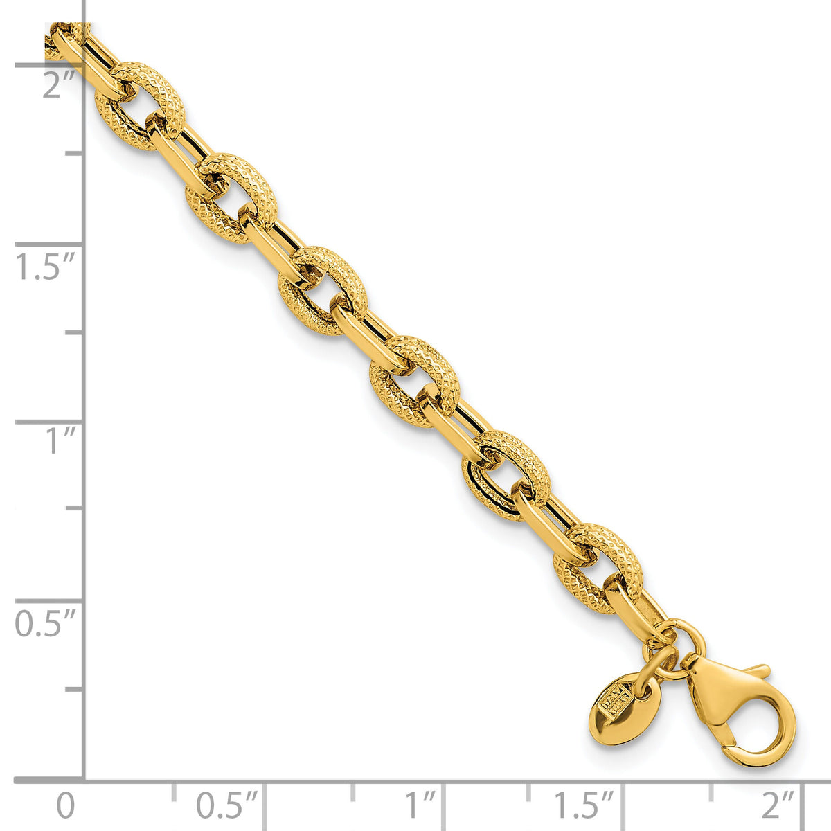 14k Polished and Textured 7.5in Bracelet-SF3141-7.5
