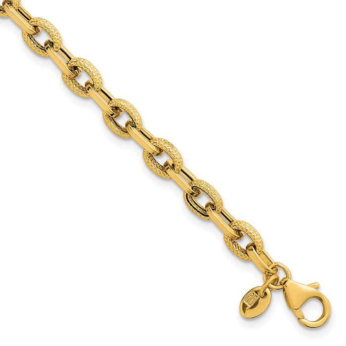 14k Polished and Textured 7.5in Bracelet-SF3141-7.5
