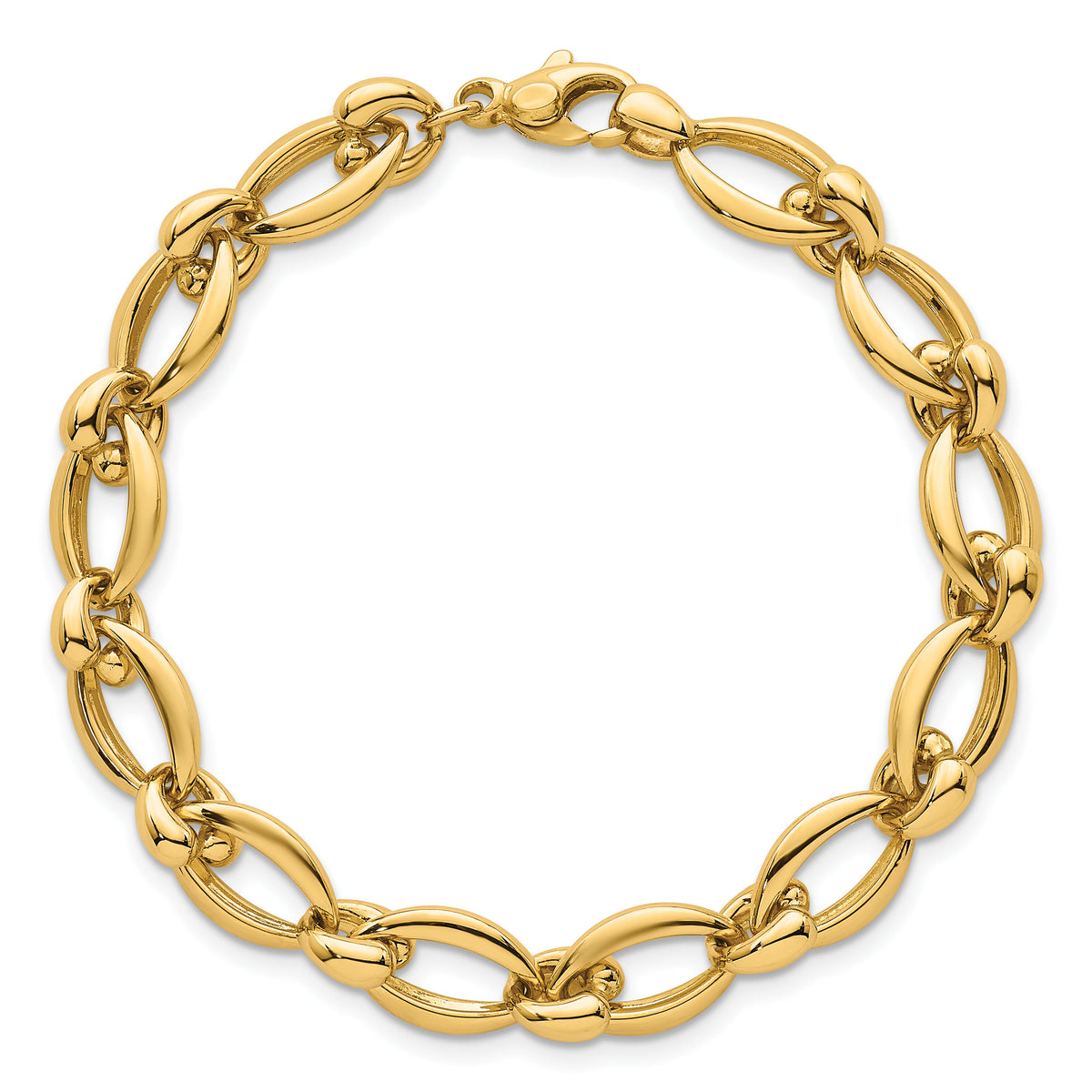 14k Polished Round Fancy Link 8.75mm Bracelet-SF3142-7.5