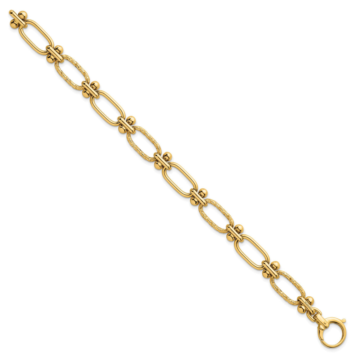 14k Polished Open Textured Fancy Link Bracelet-SF3144-8