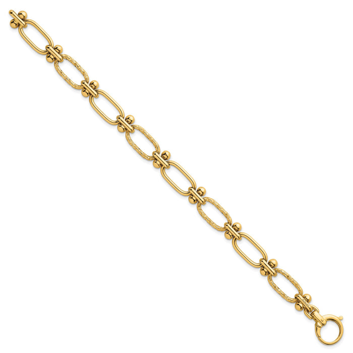 14k Polished Open Textured Fancy Link Bracelet-SF3144-8