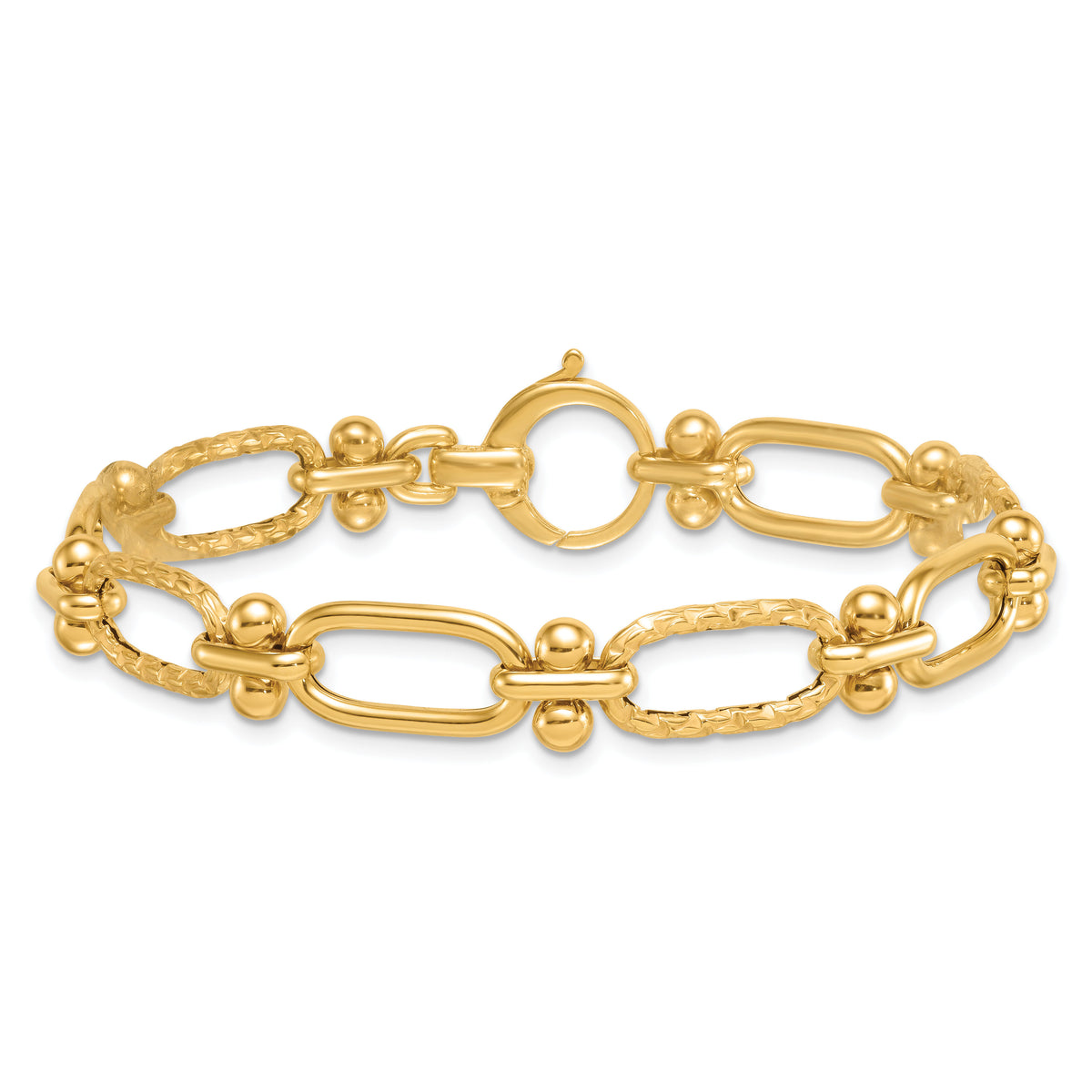 14k Polished Open Textured Fancy Link Bracelet-SF3144-8