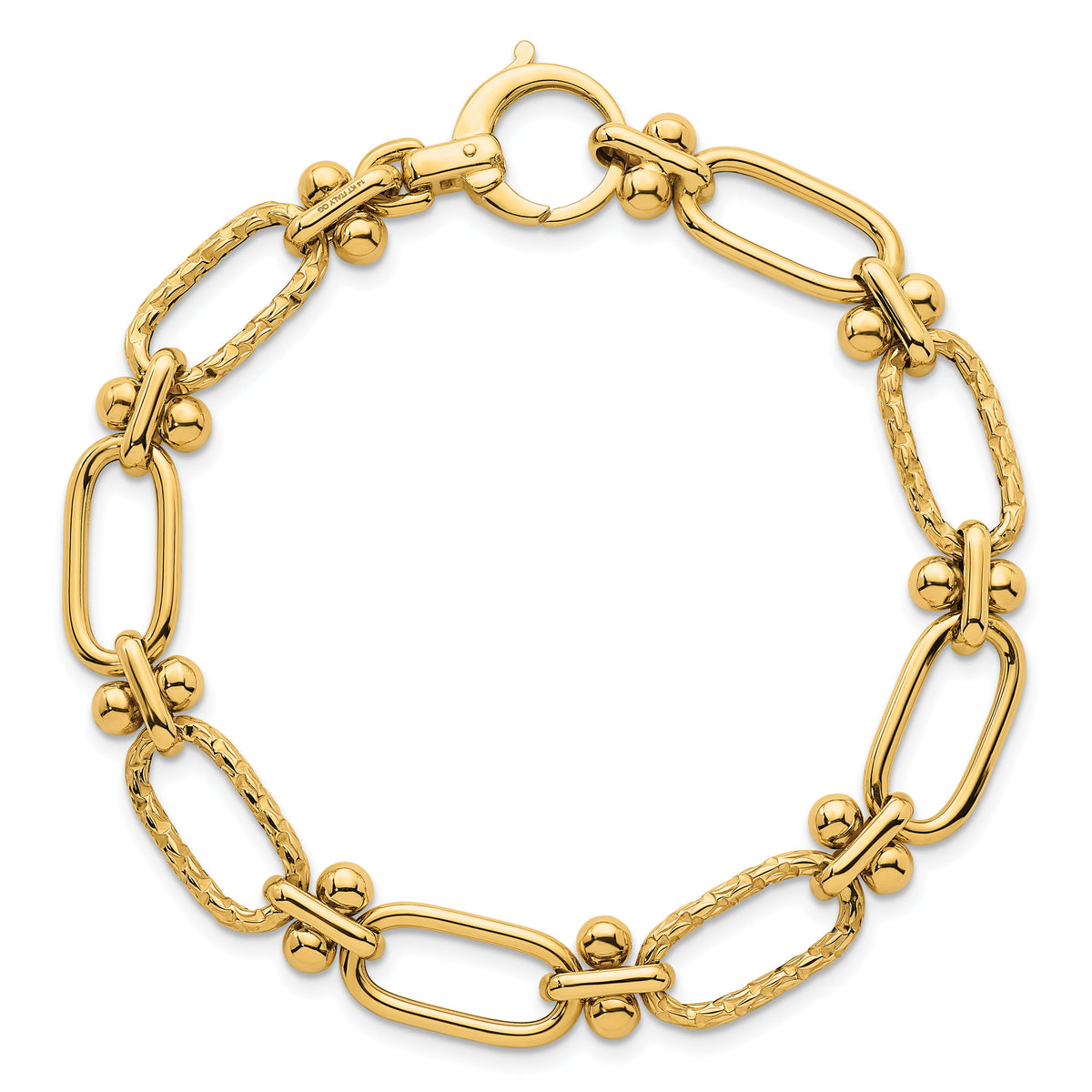 14k Polished Open Textured Fancy Link Bracelet-SF3144-8