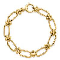 14k Polished Open Textured Fancy Link Bracelet-SF3144-8