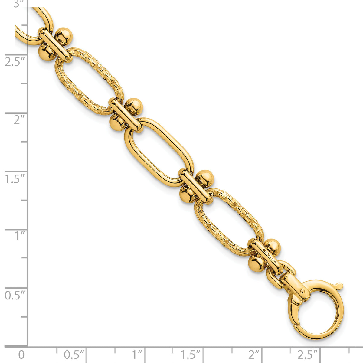 14k Polished Open Textured Fancy Link Bracelet-SF3144-8