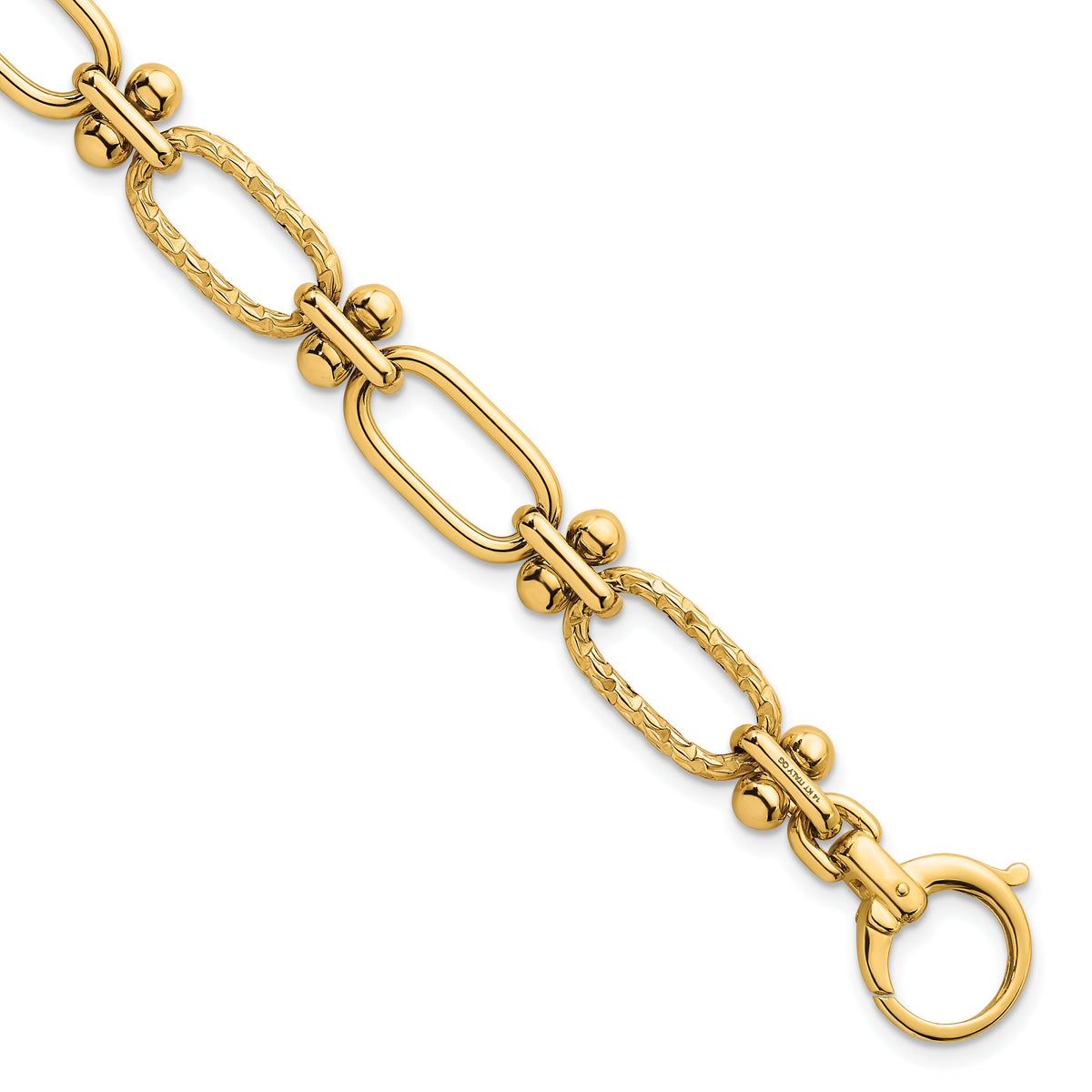 14k Polished Open Textured Fancy Link Bracelet-SF3144-8