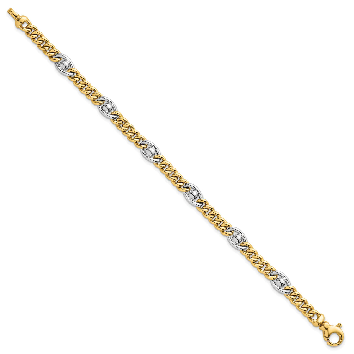 14k Two-tone Polished Fancy Chain Bracelet-SF3146-7.5