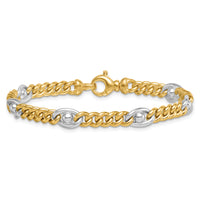 14k Two-tone Polished Fancy Chain Bracelet-SF3146-7.5