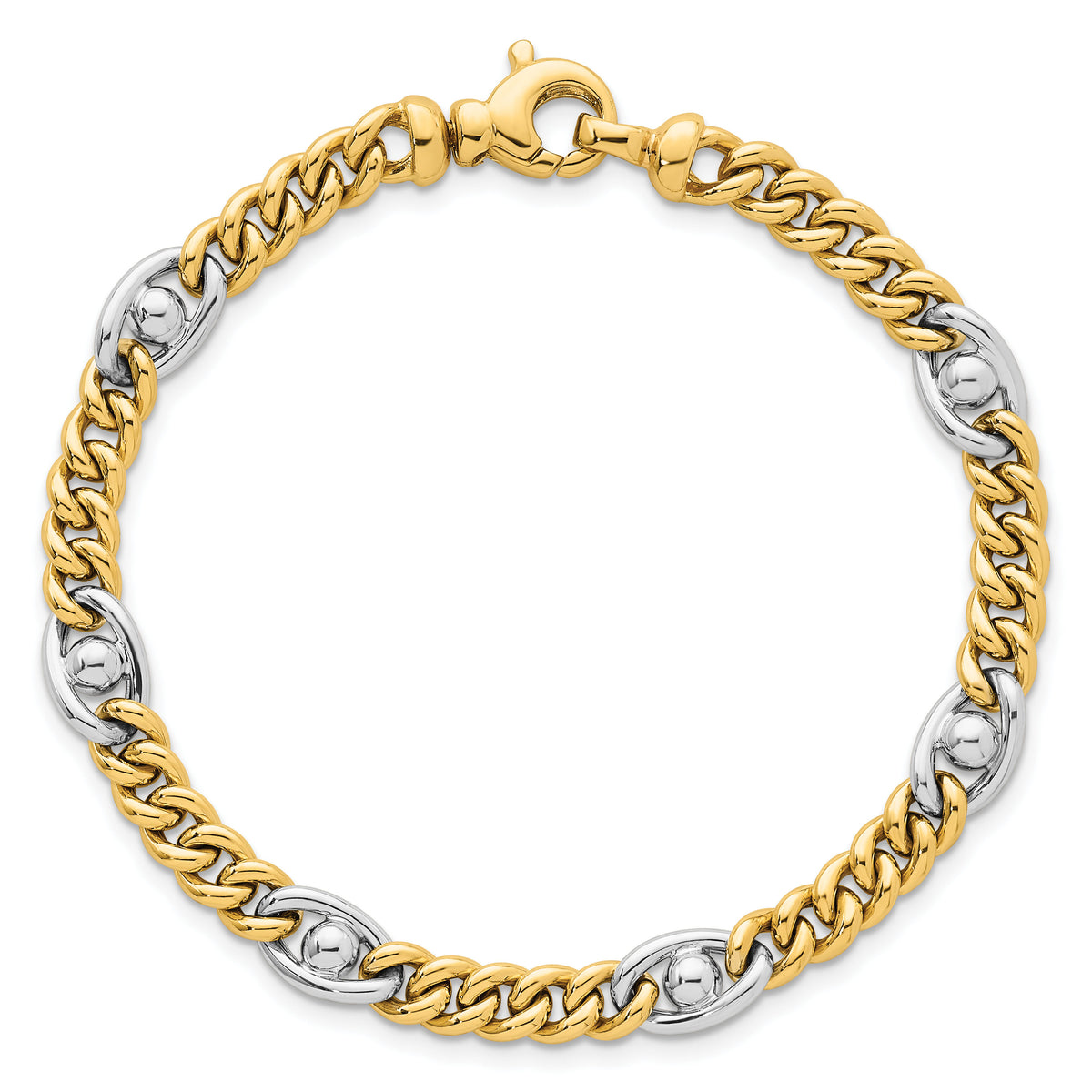 14k Two-tone Polished Fancy Chain Bracelet-SF3146-7.5