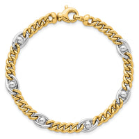 14k Two-tone Polished Fancy Chain Bracelet-SF3146-7.5