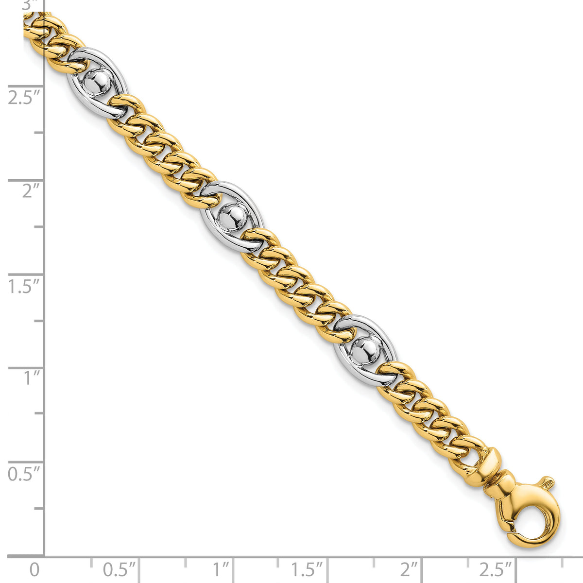 14k Two-tone Polished Fancy Chain Bracelet-SF3146-7.5
