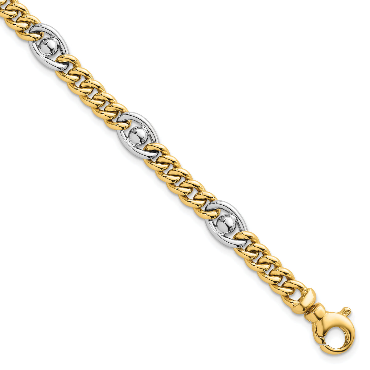 14k Two-tone Polished Fancy Chain Bracelet-SF3146-7.5