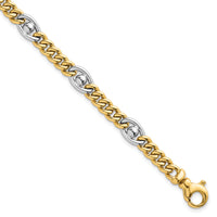 14k Two-tone Polished Fancy Chain Bracelet-SF3146-7.5