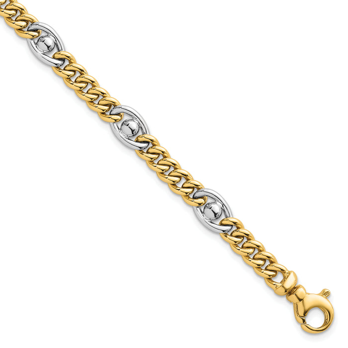 14k Two-tone Polished Fancy Chain Bracelet-SF3146-7.5