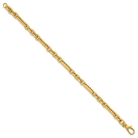 14k Polished and Textured Oval and Circle Link 7.5in Bracelet-SF3148-7.5