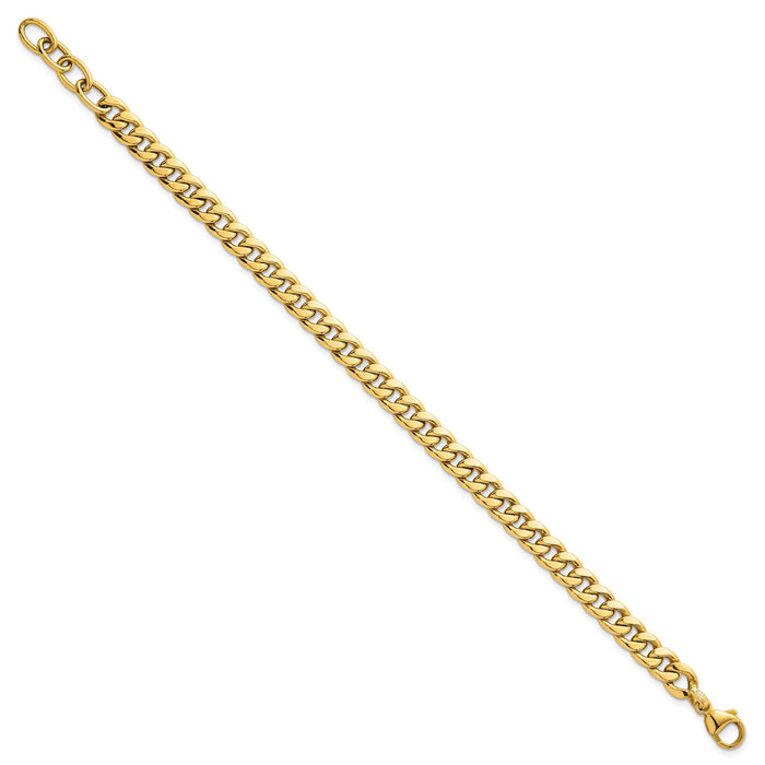 14k Polished Flat Curb Chain 6.5mm w/1in Ext. Bracelet-SF3149-7.5