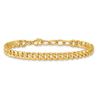 14k Polished Flat Curb Chain 6.5mm w/1in Ext. Bracelet-SF3149-7.5