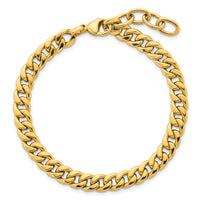 14k Polished Flat Curb Chain 6.5mm w/1in Ext. Bracelet-SF3149-7.5
