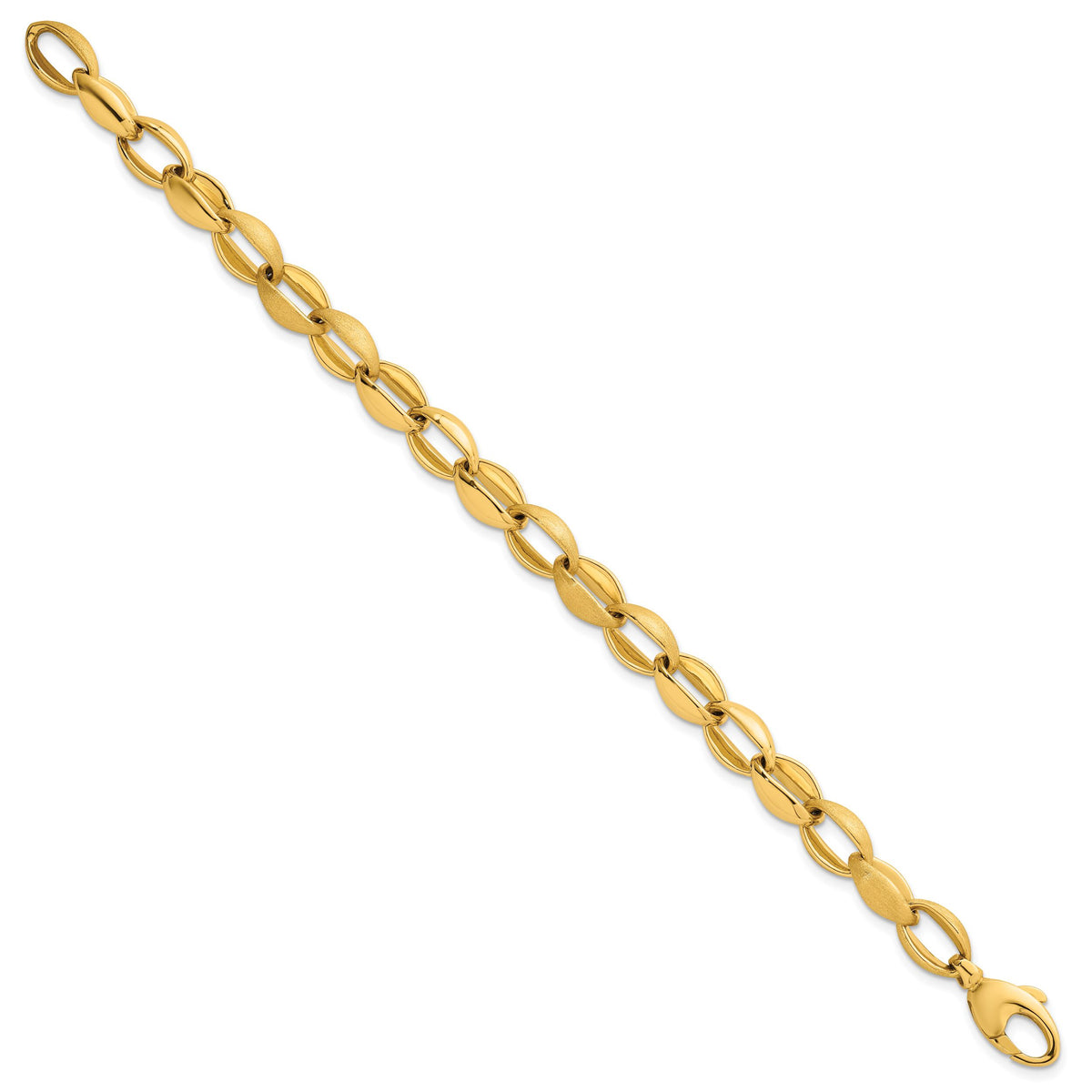 14k Polished And Brushed Fancy Link 8mm Bracelet-SF3151-7.25