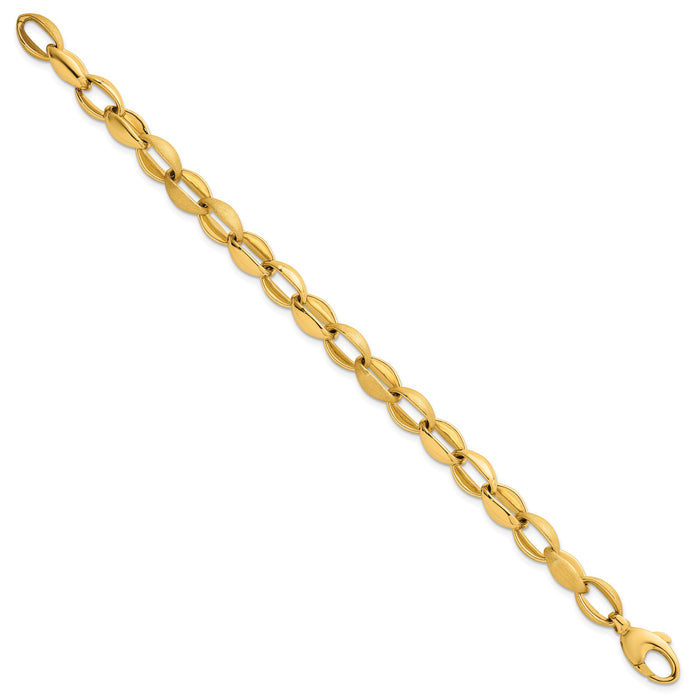 14k Polished And Brushed Fancy Link 8mm Bracelet-SF3151-7.25