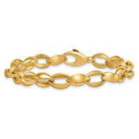 14k Polished And Brushed Fancy Link 8mm Bracelet-SF3151-7.25