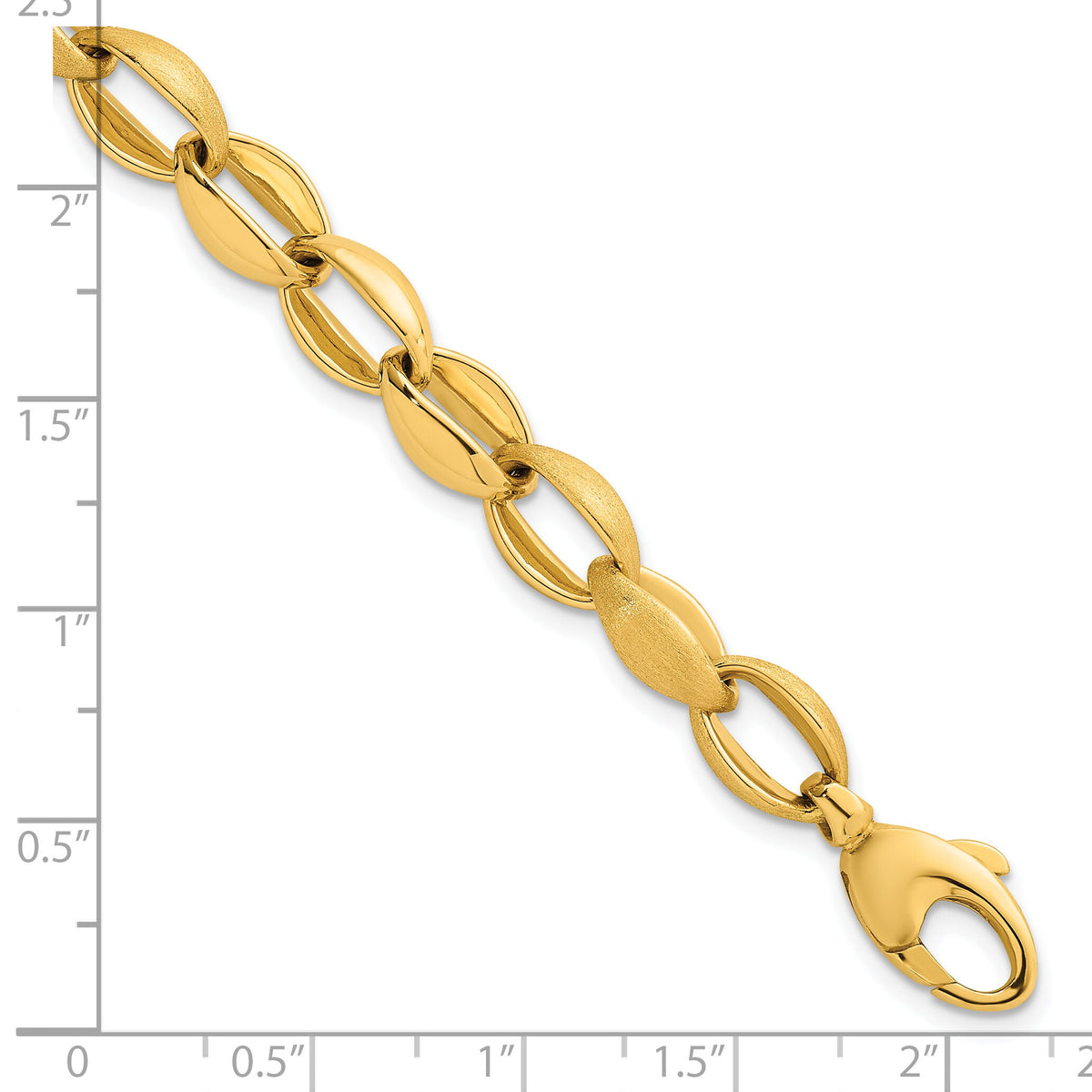 14k Polished And Brushed Fancy Link 8mm Bracelet-SF3151-7.25