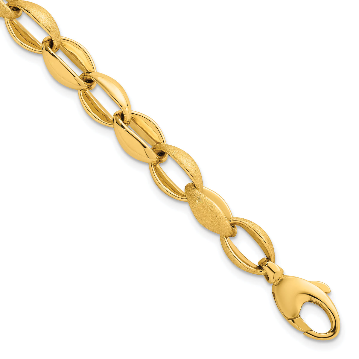 14k Polished And Brushed Fancy Link 8mm Bracelet-SF3151-7.25