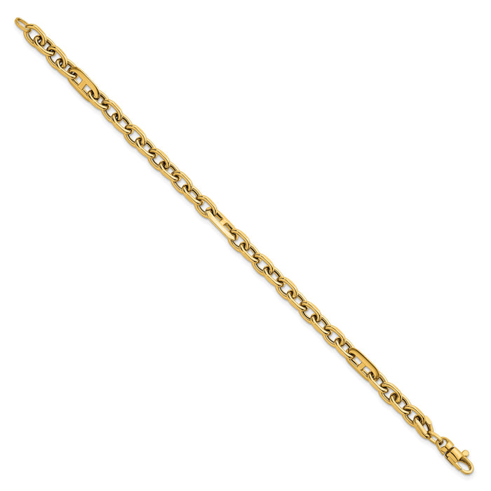 14k Polished Oval and Anchor Link 7.5in Bracelet-SF3154-7.5