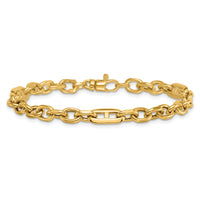 14k Polished Oval and Anchor Link 7.5in Bracelet-SF3154-7.5