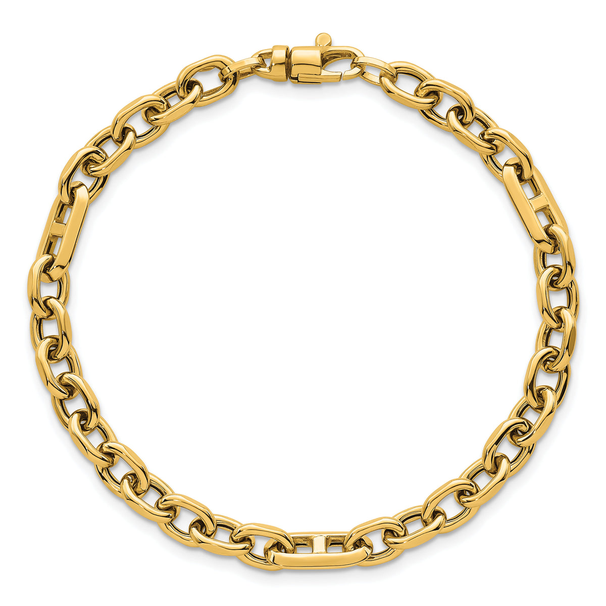 14k Polished Oval and Anchor Link 7.5in Bracelet-SF3154-7.5