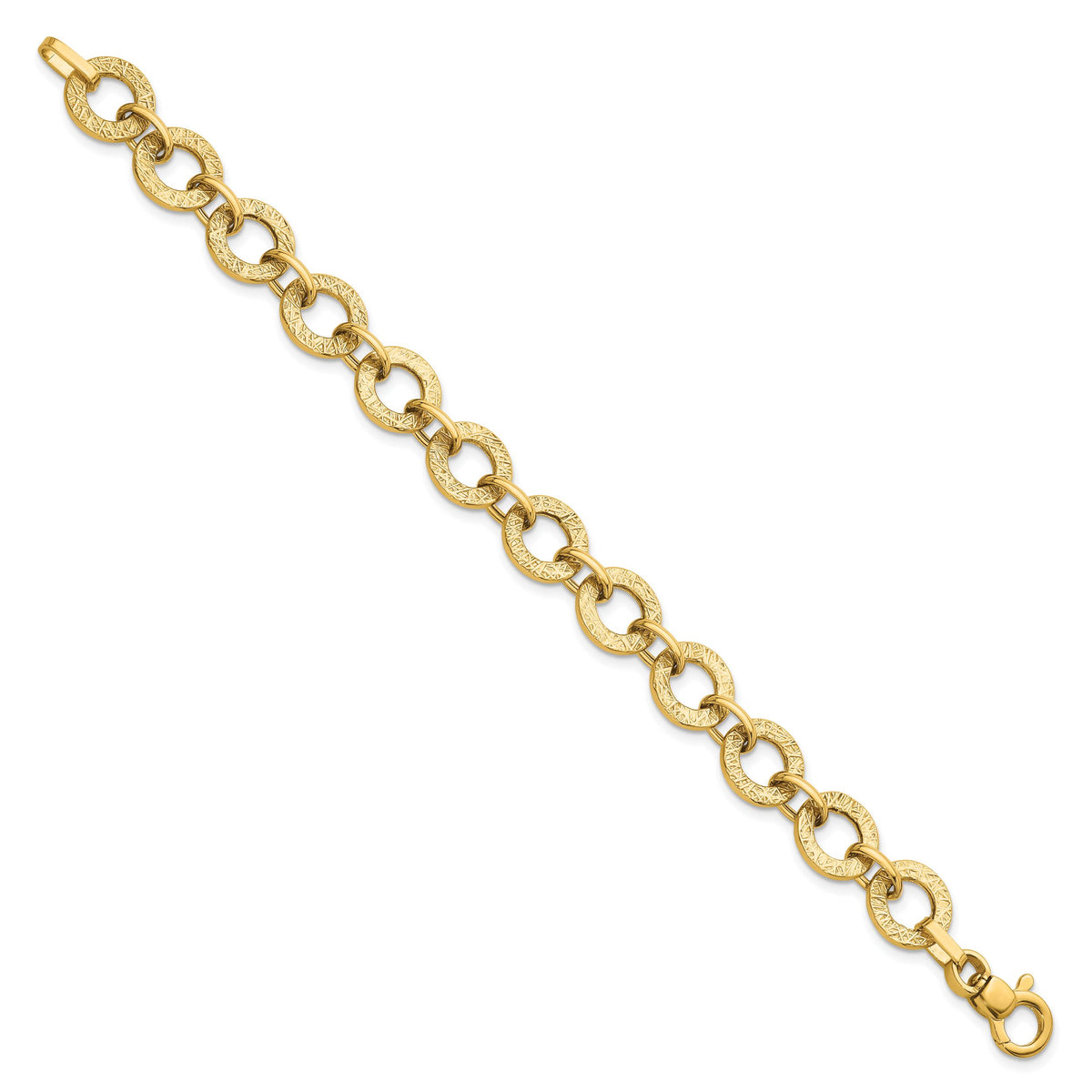 14K Polished and Textured 7in Fancy Link Bracelet-SF3155-7