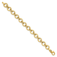 14K Polished and Textured 7in Fancy Link Bracelet-SF3155-7