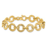 14K Polished and Textured 7in Fancy Link Bracelet-SF3155-7