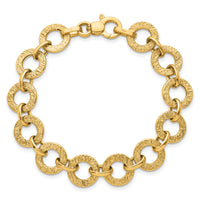 14K Polished and Textured 7in Fancy Link Bracelet-SF3155-7
