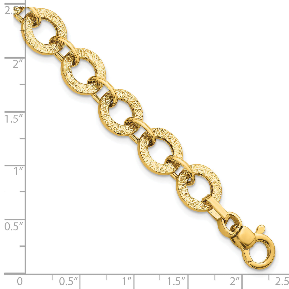 14K Polished and Textured 7in Fancy Link Bracelet-SF3155-7