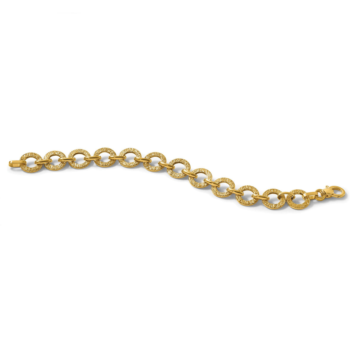 14K Polished and Textured 7in Fancy Link Bracelet-SF3155-7
