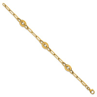 14k Polished 7.5in Textured Open Link Bracelet-SF3156-7.5