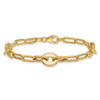 14k Polished 7.5in Textured Open Link Bracelet-SF3156-7.5