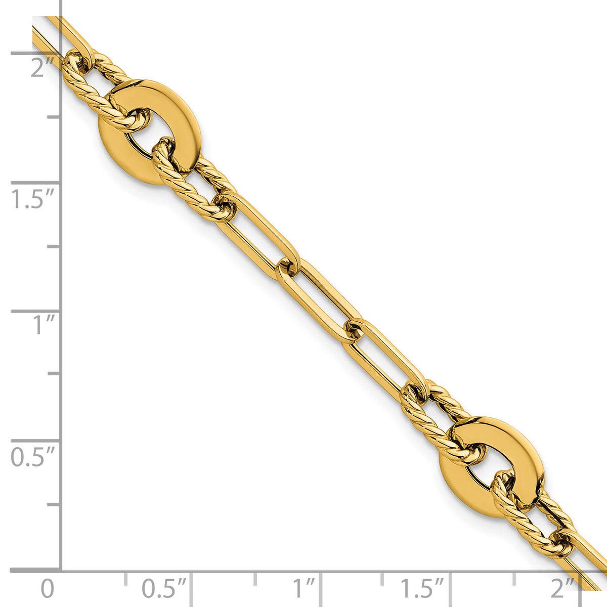 14k Polished 7.5in Textured Open Link Bracelet-SF3156-7.5