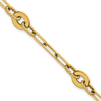 14k Polished 7.5in Textured Open Link Bracelet-SF3156-7.5