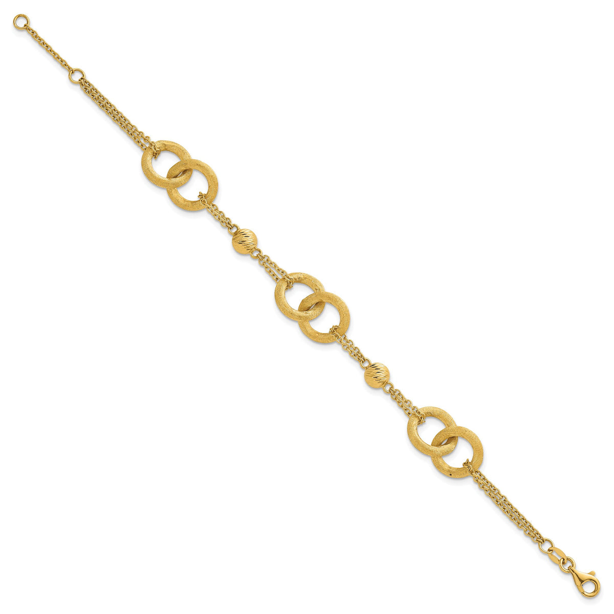 14k Polished And Brushed Double Loop W/.75in Ext Bracelet-SF3158-6.75