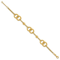 14k Polished And Brushed Double Loop W/.75in Ext Bracelet-SF3158-6.75