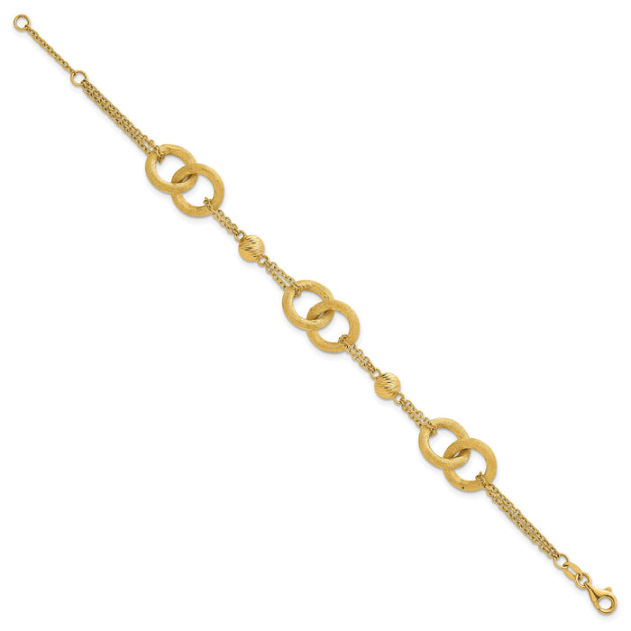 14k Polished And Brushed Double Loop W/.75in Ext Bracelet-SF3158-6.75