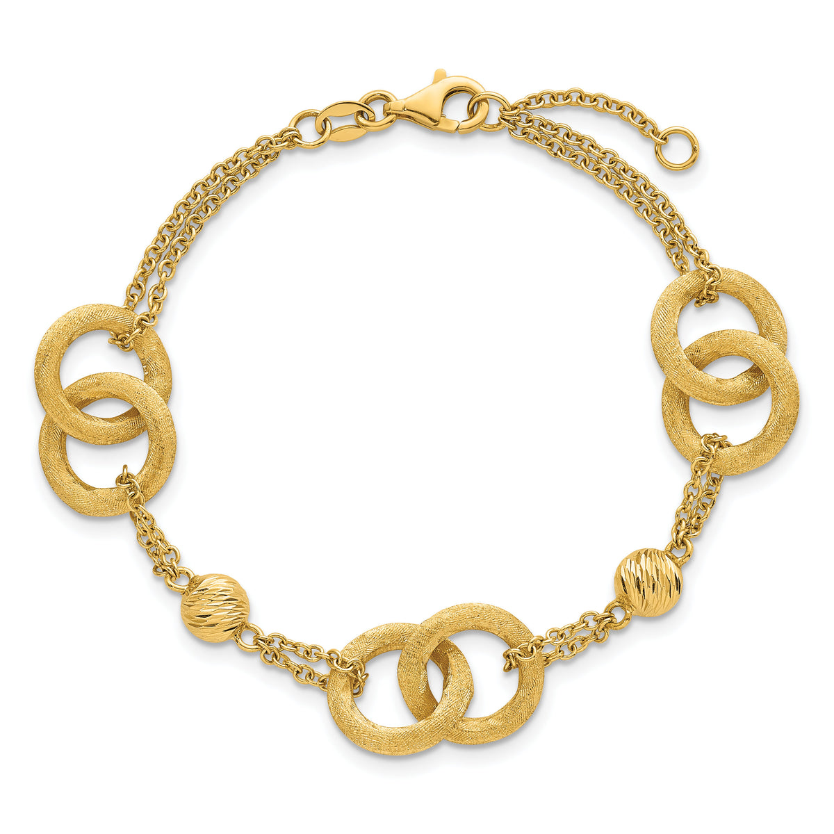 14k Polished And Brushed Double Loop W/.75in Ext Bracelet-SF3158-6.75