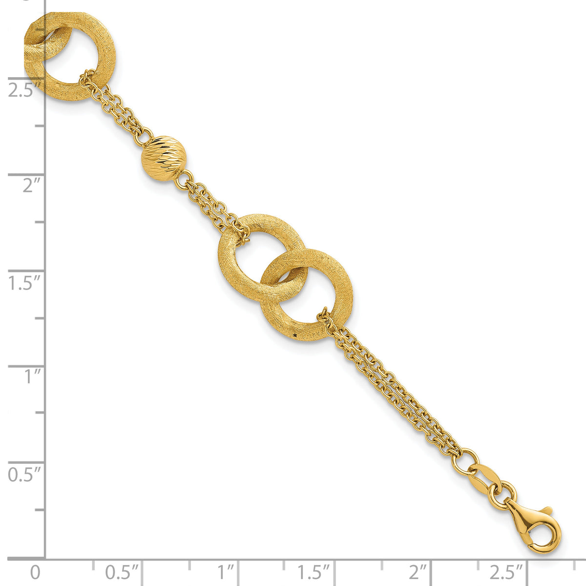 14k Polished And Brushed Double Loop W/.75in Ext Bracelet-SF3158-6.75