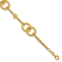 14k Polished And Brushed Double Loop W/.75in Ext Bracelet-SF3158-6.75